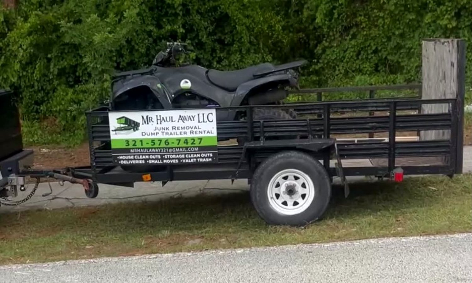 Mr. Haul Away utility trailer on a delivery run in Brevard County